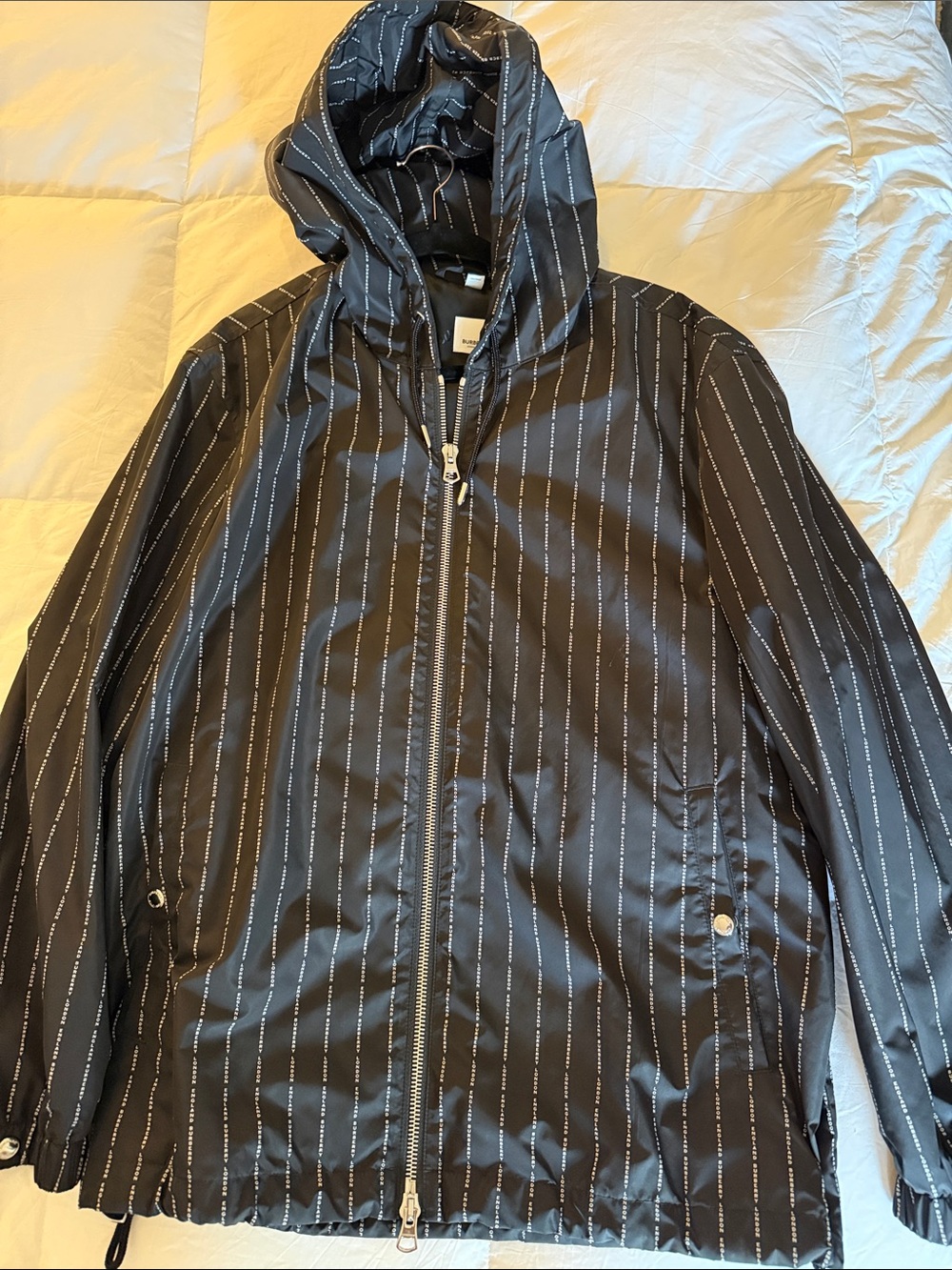 Burberry Black Pinstripe Hooded Jacket